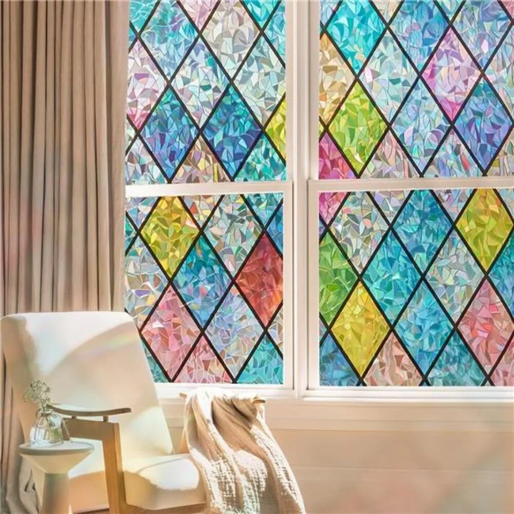 Window Privacy Film Stained Glass, Lattice, 17.7 x 78.7 inches